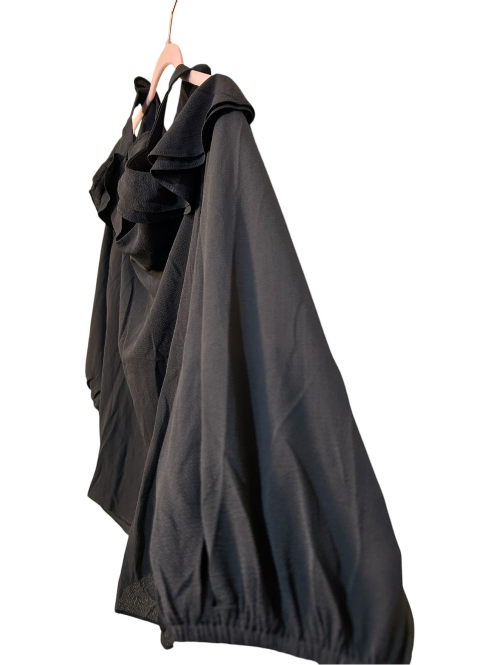 Umgee Black Cold-Shoulder Ruffle Top - Picture 3 of 6